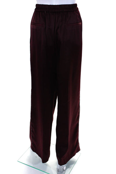 Rachel Zoe Women's Elastic Waist Flat Front Straight Leg Pant Burgundy Size 14