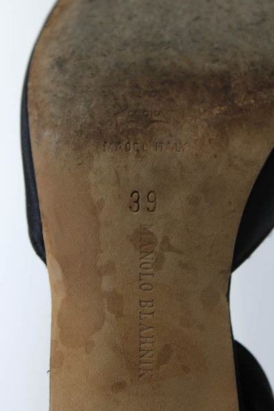 Manolo Blahnik Womens Satin Pointed Toe Slingbacks Pumps Black Size 39 9