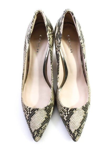 Coach Womens Leather Grand Classic Snakeskin Print Pumps Gray Size 7.5 Medium