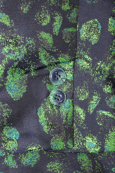 Reiko Womens Floral Spotted Print Long Sleeve Blazer Pants Set Green Size 27 S