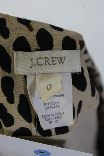 J Crew Womens 3/4 Sleeve Scoop Neck Leopard Spotted Dress Brown Black Size 0