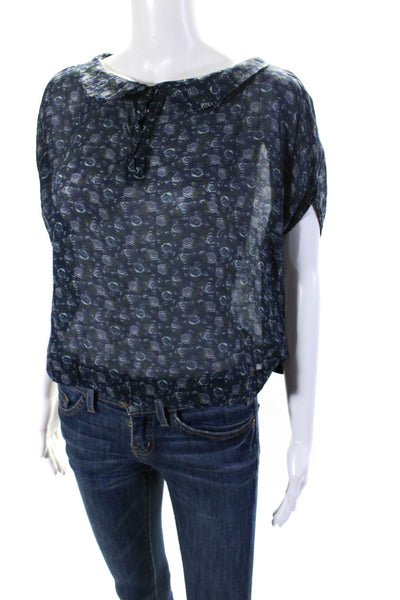 Suno Womens Wool Silk Chiffon V-Neck Sleeveless Blouse Top Navy Size XS