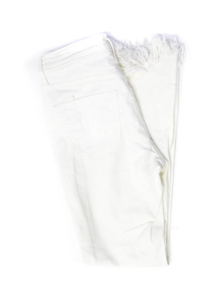 PRPS Womens Mid Rise Zip Up Distressed Cut Off Jeans Pants White Size 24