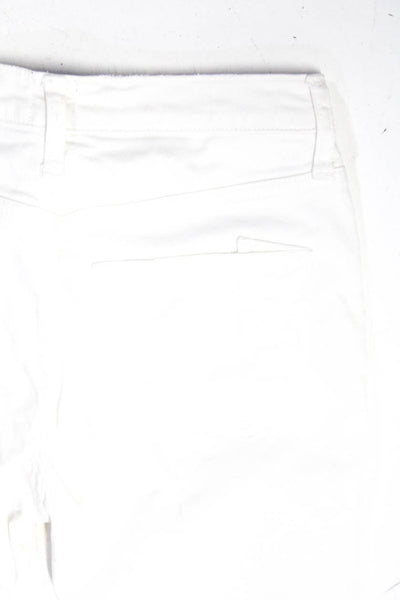 PRPS Womens Mid Rise Zip Up Distressed Cut Off Jeans Pants White Size 24