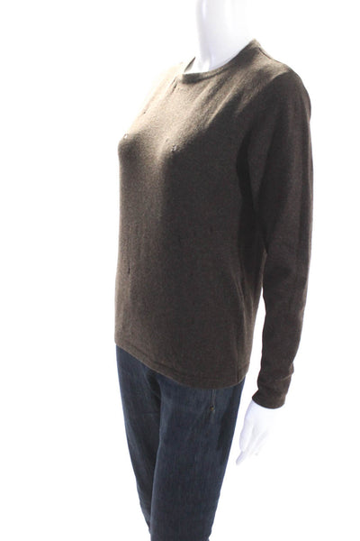 Reformation Women's Crewneck Long Sleeves Distress Pullover Sweater Brown Size S