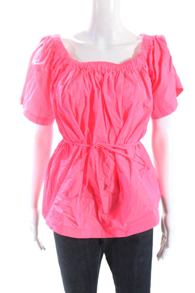 Saint Art Women's Off The Shoulder Short Sleeves Blouse Pink Size XS