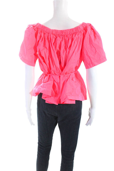 Saint Art Women's Off The Shoulder Short Sleeves Blouse Pink Size XS