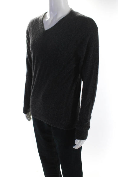 Alashan Mens Long Sleeve V Neck Pullover Sweater Gray Cashmere Size Extra Large