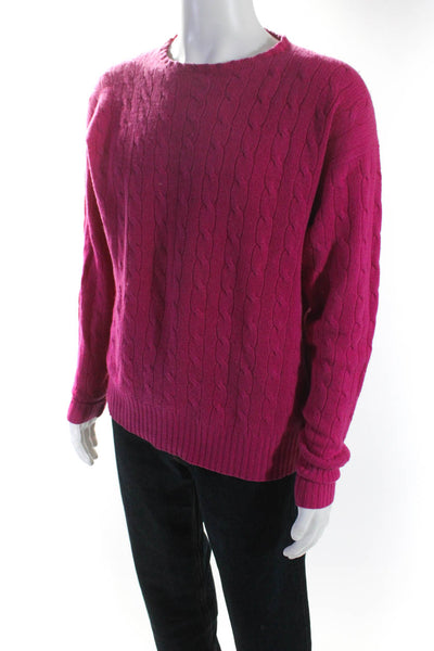 Polo Ralph Lauren Mens Crew Neck Cable Knit Sweater Pink Cashmere Size 42