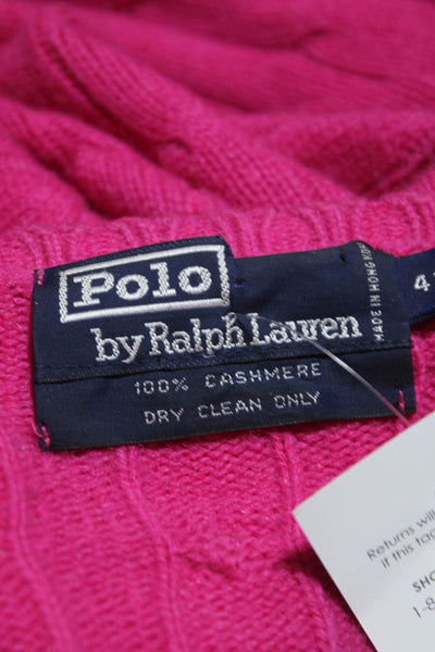 Polo Ralph Lauren Mens Crew Neck Cable Knit Sweater Pink Cashmere Size 42