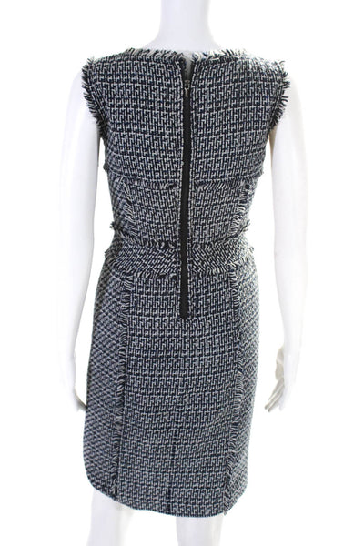 Tory Burch Womens Cotton Tweed Sleeveless Crew Neck Sheath Dress Navy Size 0