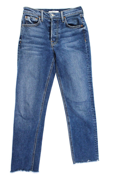 Grlfrnd Womens High Rise Helena Jeans Blue Cotton Size 23