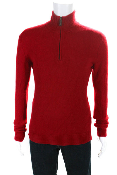Polo Ralph Lauren Mens Quarter Zip Pullover Sweater Red Cashmere Size XL