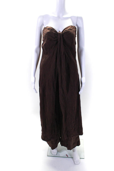 Free People Womens Strapless Sweetheart 2 Piece Matching Pants Set Brown Size M