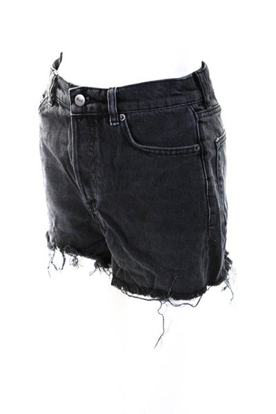 Reformation Womens Cotton Denim Cut Off Hem High Rise Jean Shorts Black Size 25