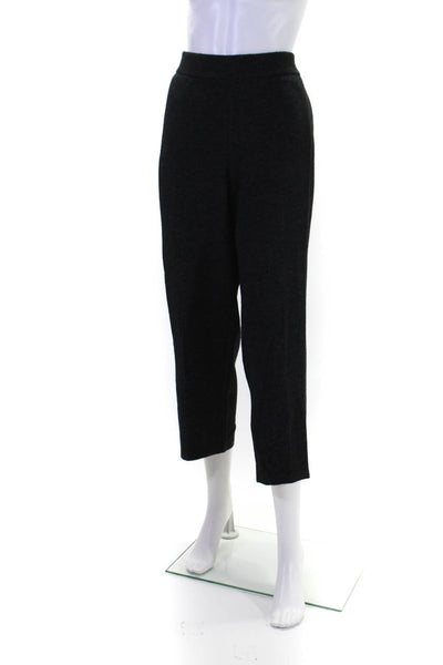 Eileen Fisher Womens Knit Elastic Waist Pull On Straight Leg Pants Black Size L