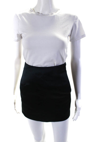 ACNE Studios Womens Back Zip Satin Mini Pencil Skirt Black Size FR 34