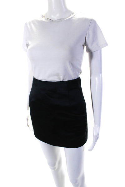 ACNE Studios Womens Back Zip Satin Mini Pencil Skirt Black Size FR 34