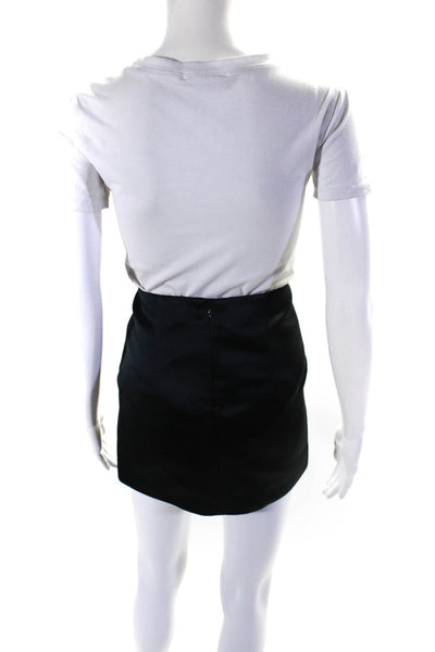 ACNE Studios Womens Back Zip Satin Mini Pencil Skirt Black Size FR 34