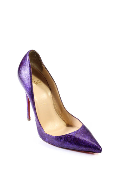 Christian Louboutin Womens Stiletto Glitter Pointed Pumps Purple Size 36.5