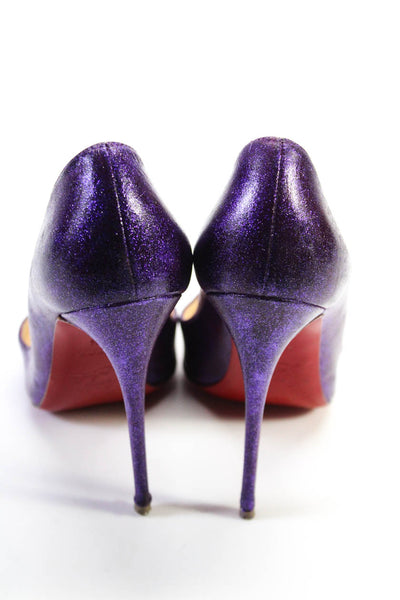 Christian Louboutin Womens Stiletto Glitter Pointed Pumps Purple Size 36.5