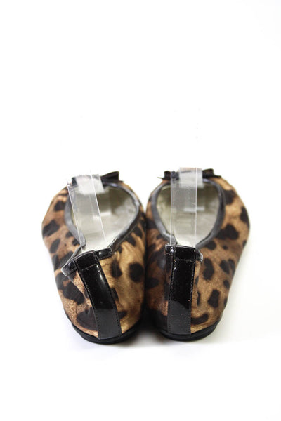Dolce & Gabbana Womens Leopard Print Satin Ballet Flats Brown Size 37.5 7.5
