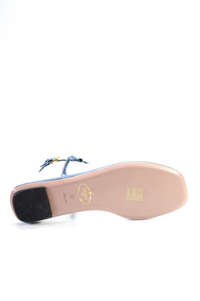 Giuseppe Zanotti Design Women Embellished Flat Thong Sandals Beige Gold 37.5 7.5
