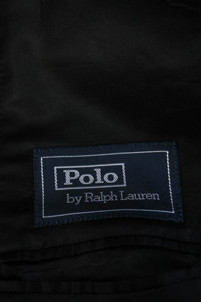 Polo Ralph Lauren Mens Notch Collar Two Button Blazer Jacket Black Wool Size 46