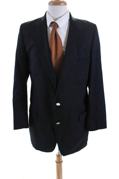 Burberry Mens Two Button Notched Collar Blazer Jacket Navy Blue Size 44