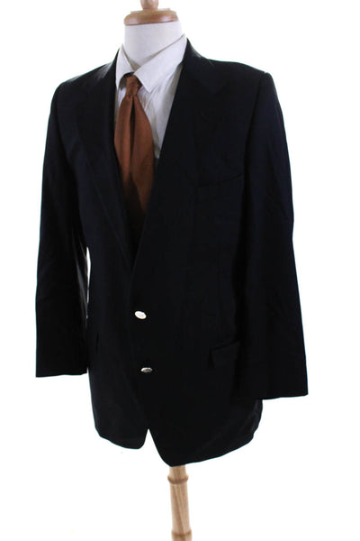 Burberry Mens Two Button Notched Collar Blazer Jacket Navy Blue Size 44