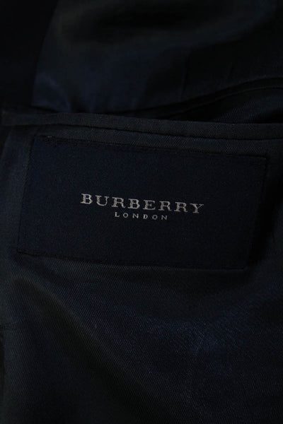 Burberry Mens Two Button Notched Collar Blazer Jacket Navy Blue Size 44