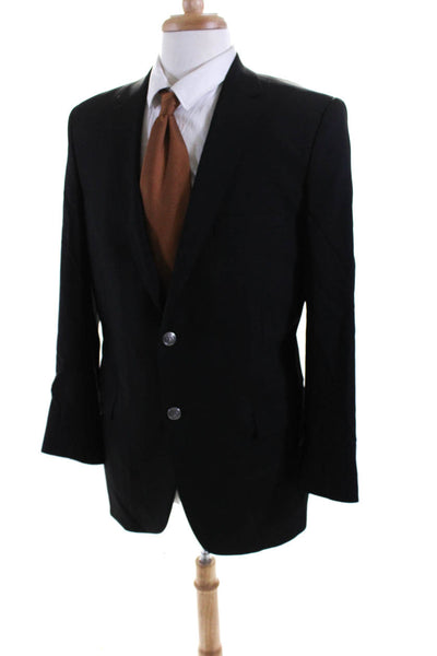 Theory Mens Two Button Notched Collar Blazer Jacket Black Wool Size 46