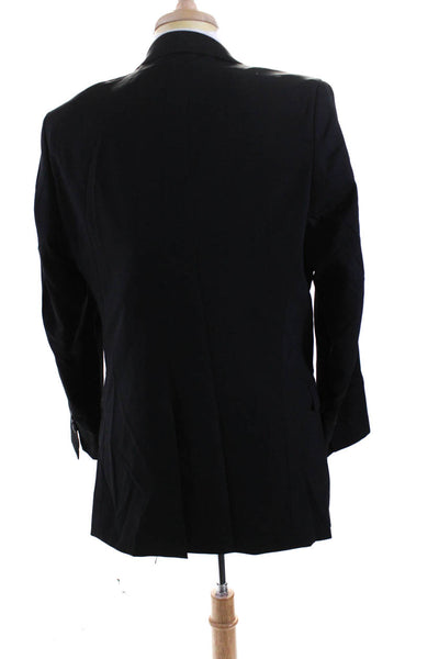 Theory Mens Two Button Notched Collar Blazer Jacket Black Wool Size 46