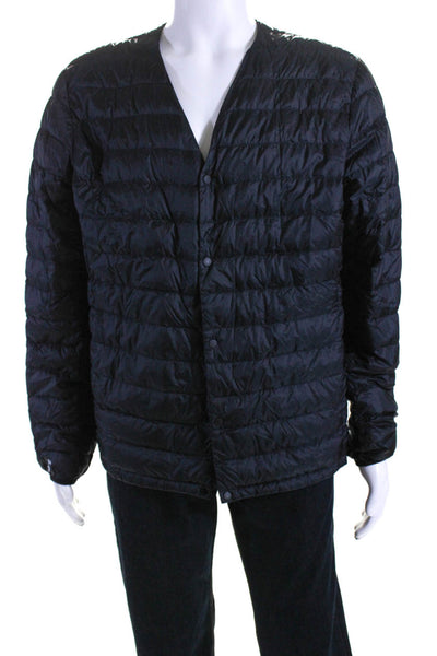Uniqlo Mens Lightweight Packable V Neck Snap Puffer Coat Black Size Extra Large