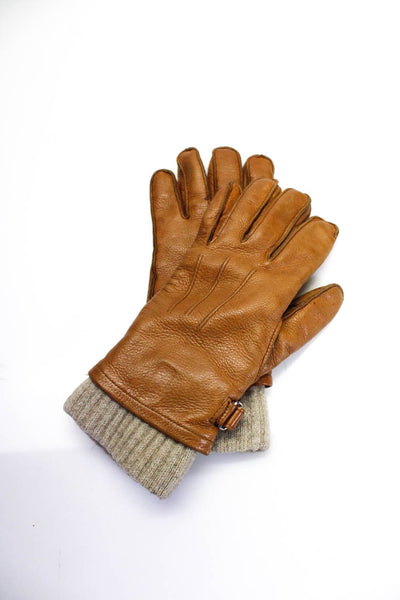 Daniel Hays Mens Knit Wool Leather Winter Gloves Tan Size 9