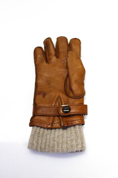 Daniel Hays Mens Knit Wool Leather Winter Gloves Tan Size 9