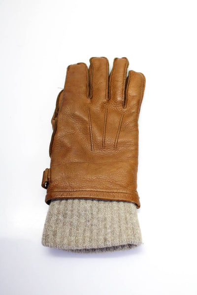 Daniel Hays Mens Knit Wool Leather Winter Gloves Tan Size 9