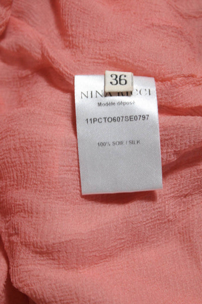 Nina Ricci Womens Satin Trim Chiffon Ruffle Tank Top Blouse Pink Silk IT 36