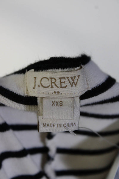 J Crew Womens 3/4 Sleeve Scoop Neck Striped Mini Shirt Dress White Black 2XS