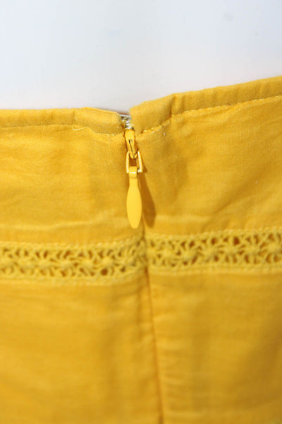 Point Sur Womens Spaghetti Strap Square Neck Shift Dress Yellow Cotton Size 00