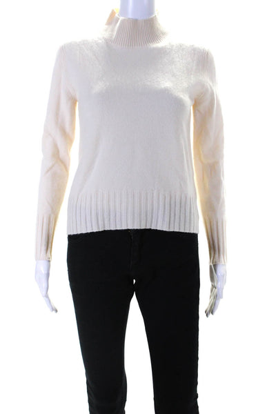 J Crew Womens Pullover Mock Neck Cashmere Sweatshirt White Size Extra Small