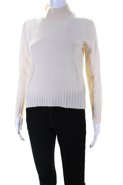 J Crew Womens Pullover Mock Neck Cashmere Sweatshirt White Size Extra Small