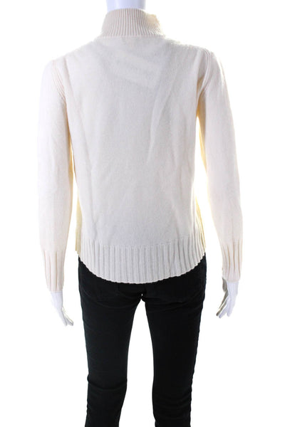 J Crew Womens Pullover Mock Neck Cashmere Sweatshirt White Size Extra Small