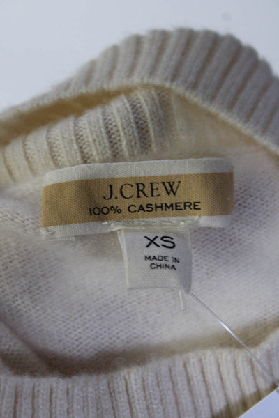 J Crew Womens Pullover Mock Neck Cashmere Sweatshirt White Size Extra Small