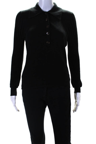 Nicholas Womens Adelpha Knit Collared Top Black Size S 14664760