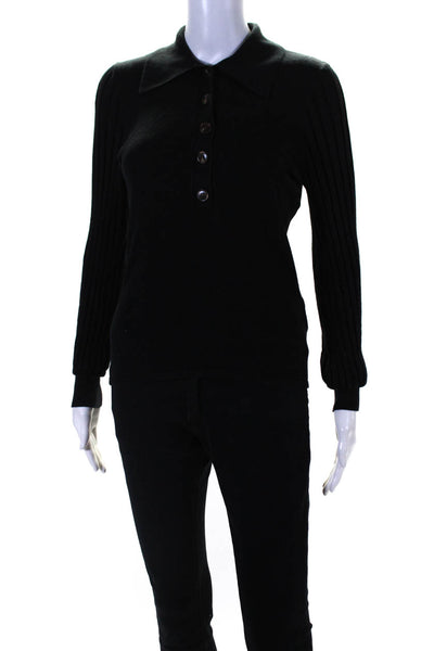 Nicholas Womens Adelpha Knit Collared Top Black Size M 14686826