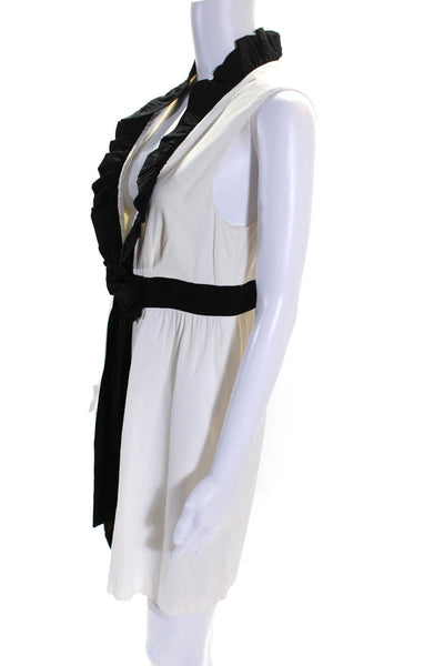 Alice + Olivia Womens Ruffled Trim Sleeveless Empire Waist Dress White Size M