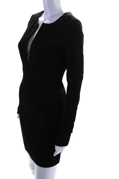 Elizabeth and James Womens Long Sleeve V-Neck Lined Sheath Dress Black Size M