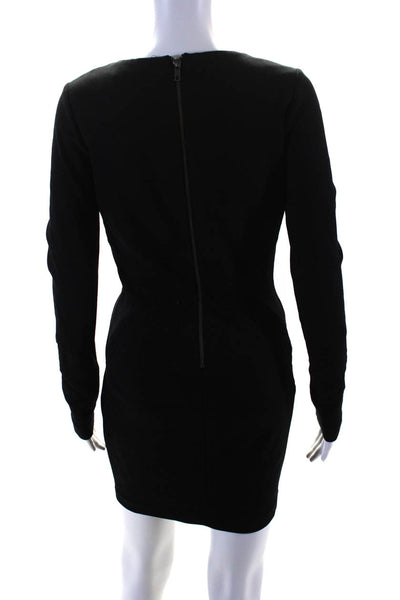 Elizabeth and James Womens Long Sleeve V-Neck Lined Sheath Dress Black Size M