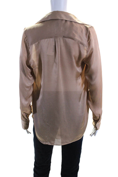 Haute Hippie Womens Silk Charmeuse Long Sleeve Cowl Neck Blouse Brown Size S